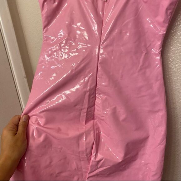 Barbie pink vinyl Superdown Kylee Mini Dress sexy club party festival cosplay S - Picture 6 of 11